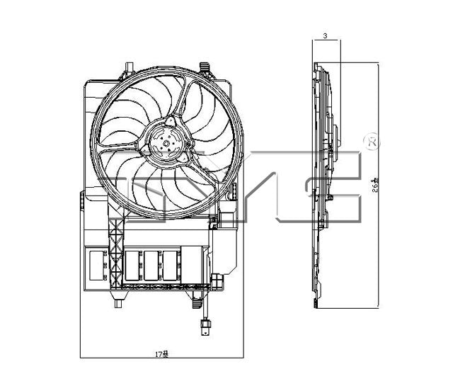 TYC Dual Radiator and Condenser Fan Assembly 621980