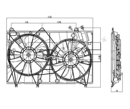 TYC Dual Radiator and Condenser Fan Assembly 622000