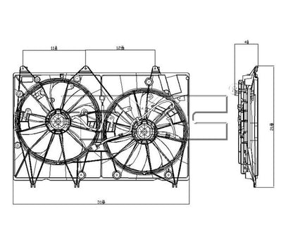 TYC Dual Radiator and Condenser Fan Assembly 622010