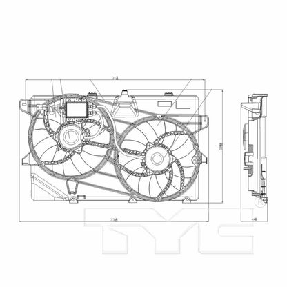 TYC Dual Radiator and Condenser Fan Assembly 622030