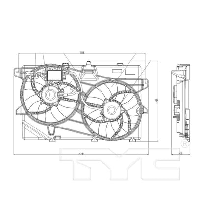 TYC Dual Radiator and Condenser Fan Assembly 622040