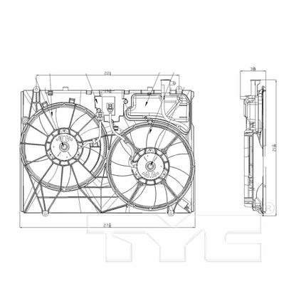 TYC Dual Radiator and Condenser Fan Assembly 622080