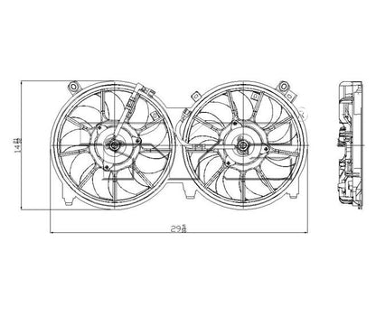 TYC Dual Radiator and Condenser Fan Assembly