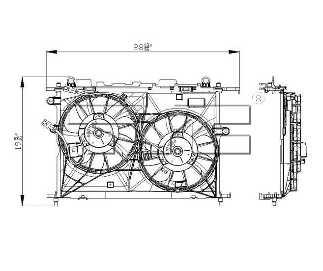 TYC Dual Radiator and Condenser Fan Assembly 622170