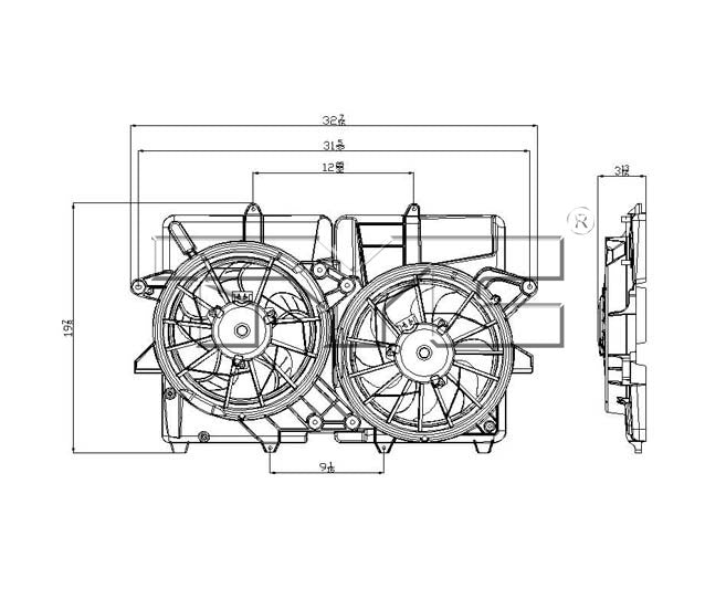 TYC Dual Radiator and Condenser Fan Assembly 622180
