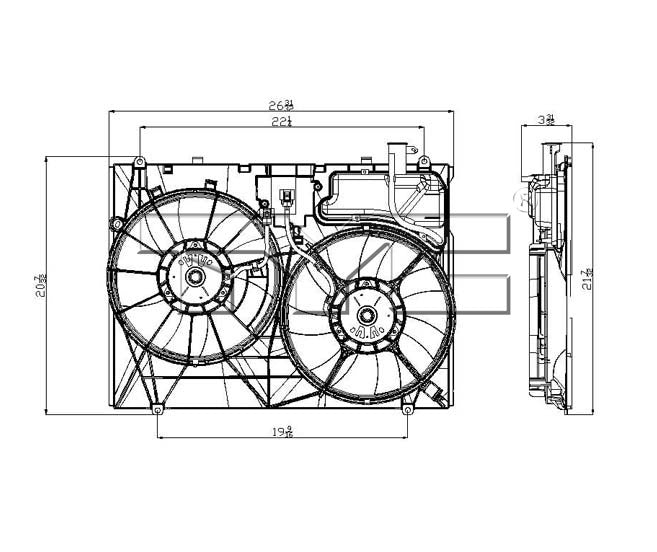 TYC Dual Radiator and Condenser Fan Assembly 622190