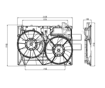 TYC Dual Radiator and Condenser Fan Assembly 622190