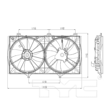 TYC Dual Radiator and Condenser Fan Assembly