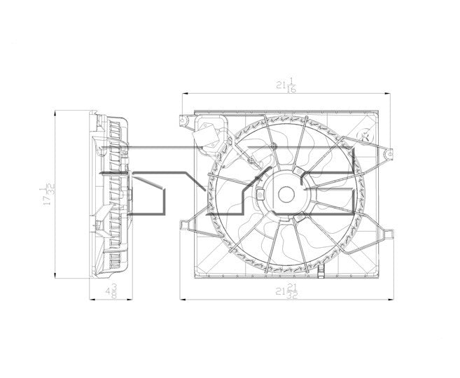 TYC Dual Radiator and Condenser Fan Assembly 622240