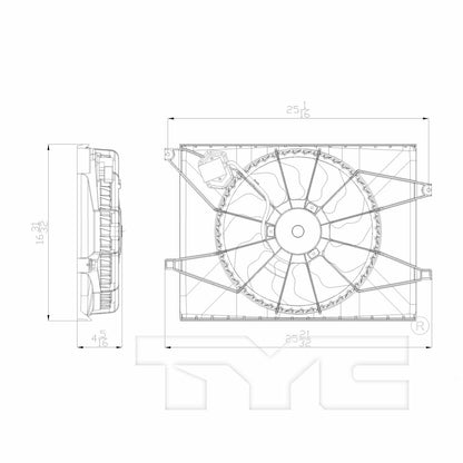 TYC Dual Radiator and Condenser Fan Assembly 622250