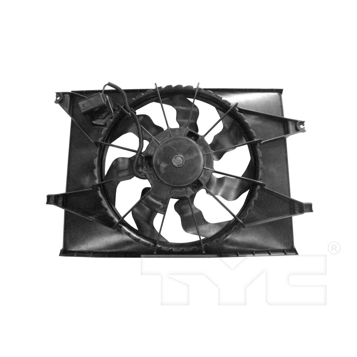TYC Dual Radiator and Condenser Fan Assembly  top view frsport 622250