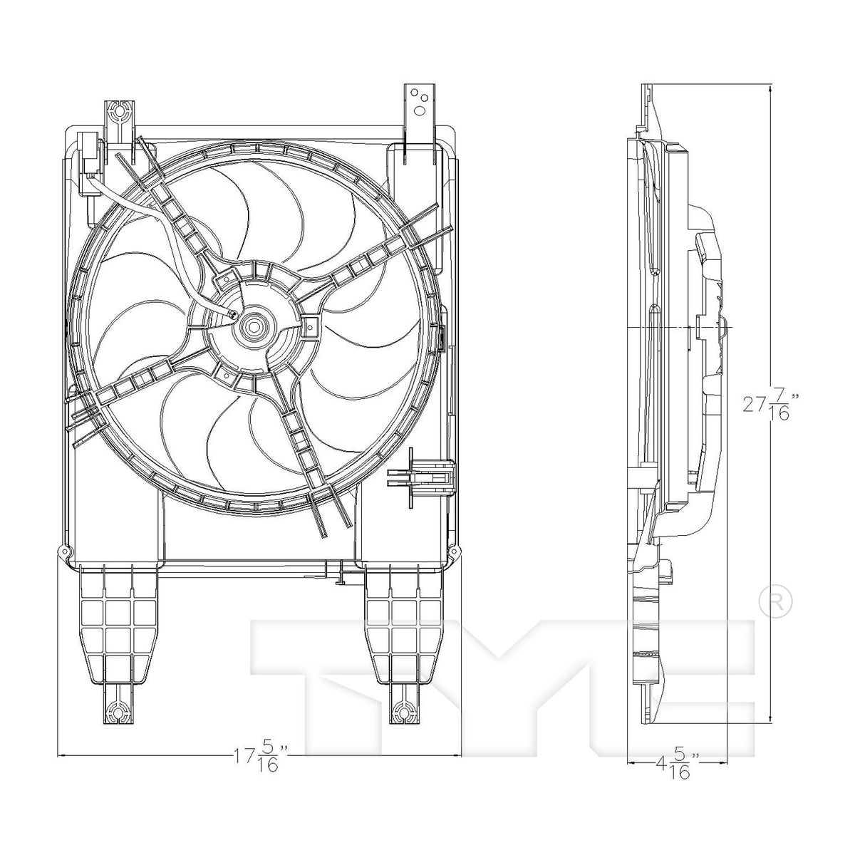 TYC Dual Radiator and Condenser Fan Assembly 622260