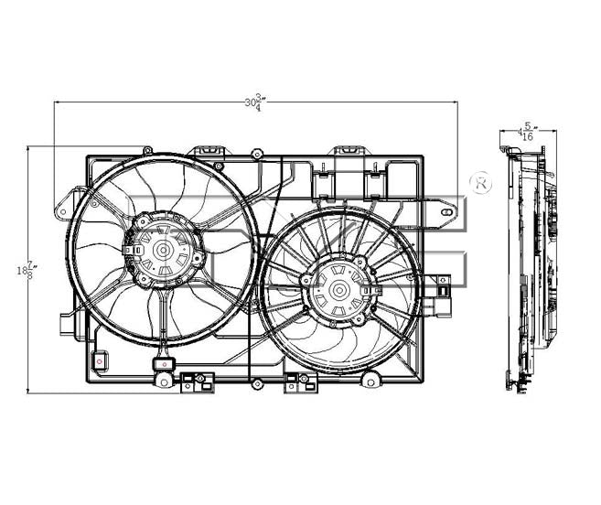 TYC Dual Radiator and Condenser Fan Assembly 622300
