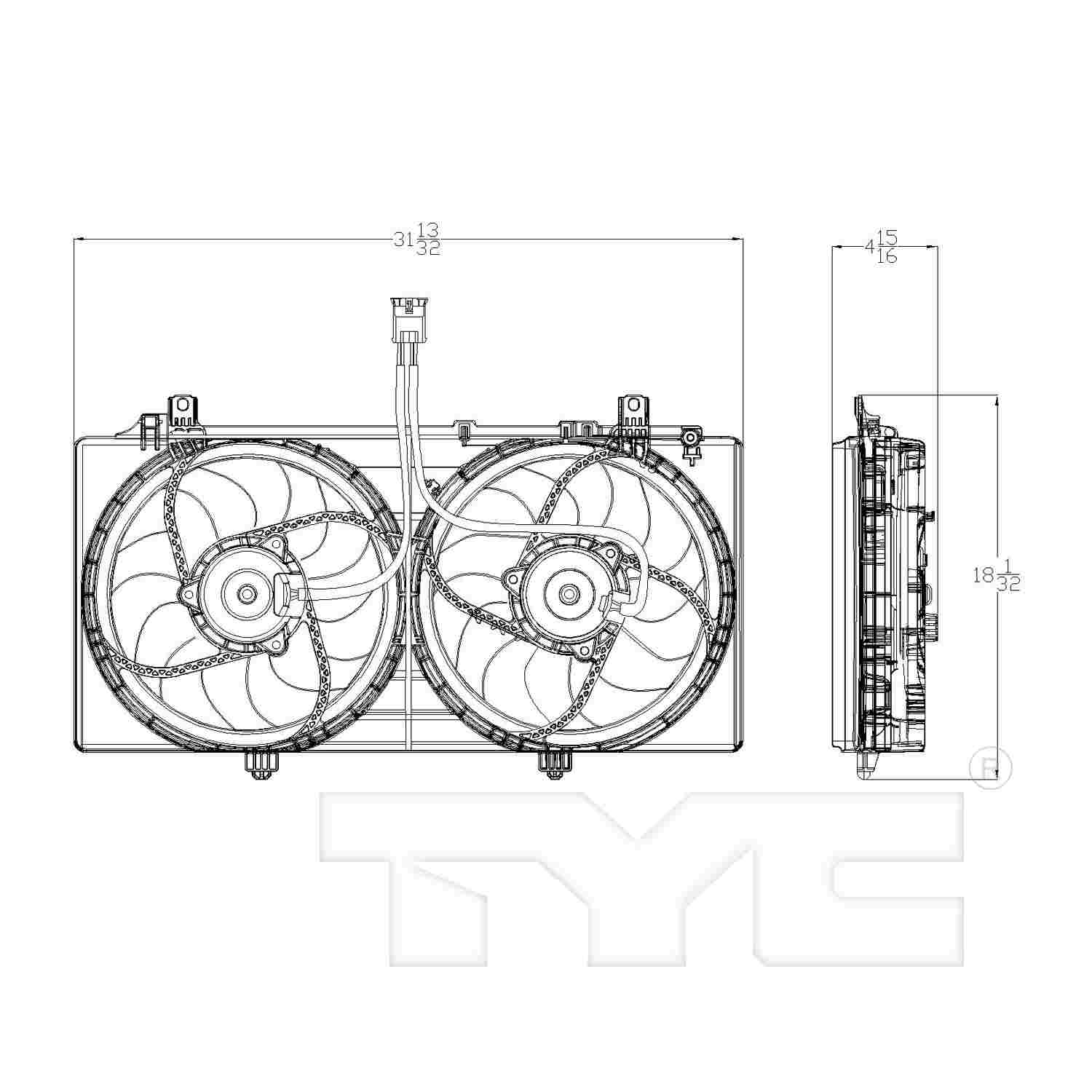 TYC Dual Radiator and Condenser Fan Assembly 622350