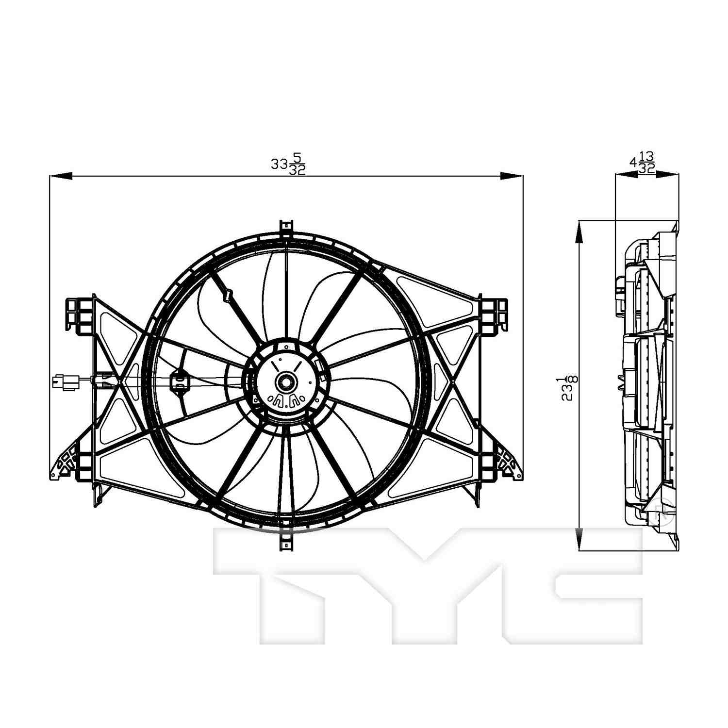 TYC Dual Radiator and Condenser Fan Assembly 622360