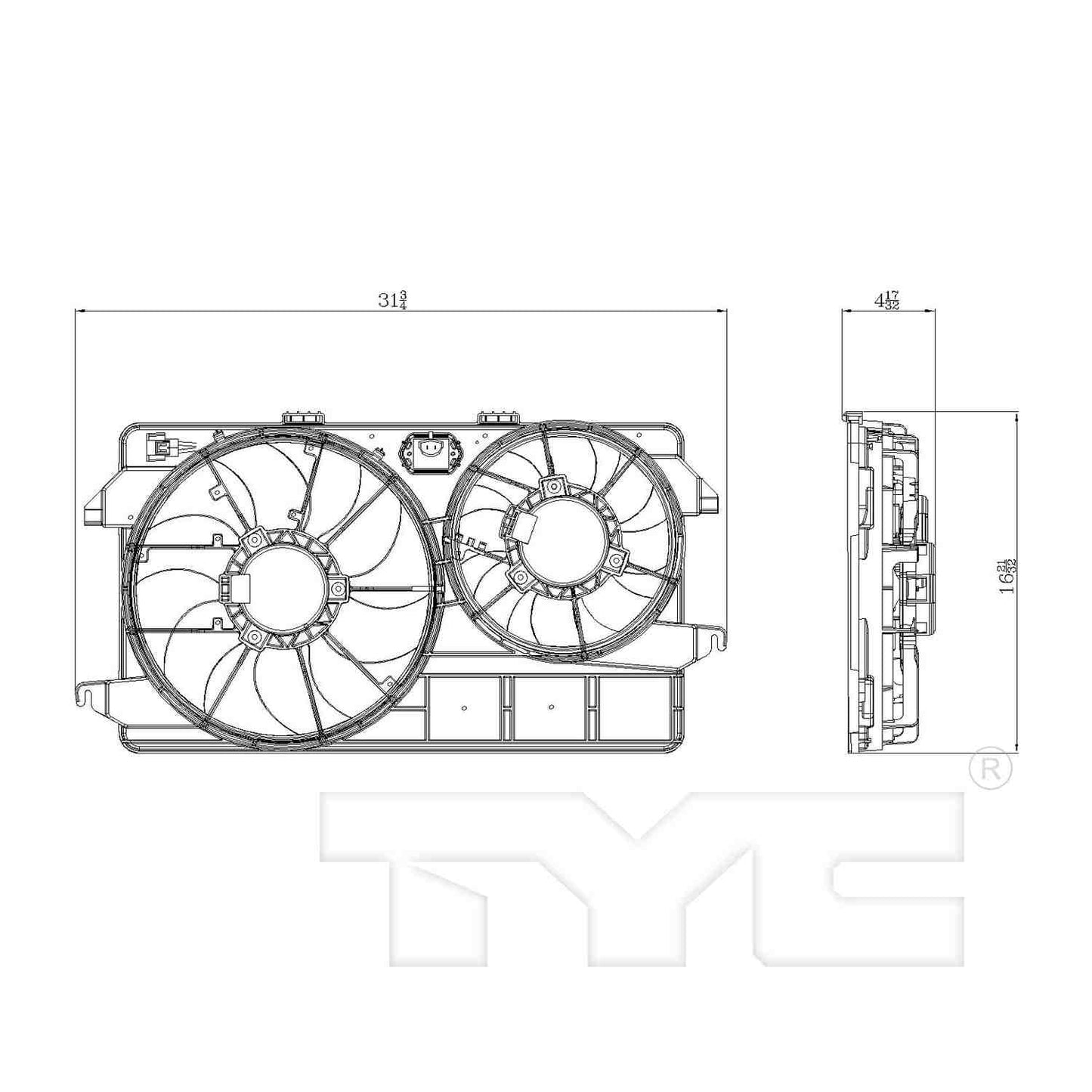 TYC Dual Radiator and Condenser Fan Assembly 622370