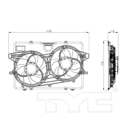 TYC Dual Radiator and Condenser Fan Assembly 622410