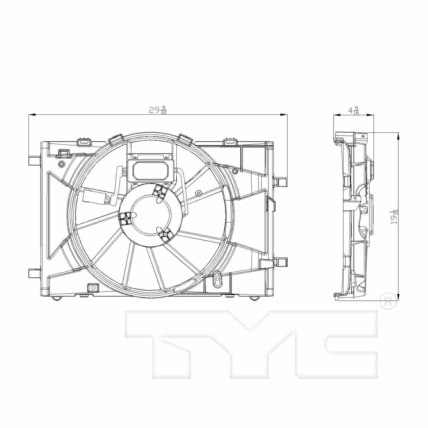 TYC Dual Radiator and Condenser Fan Assembly 622430