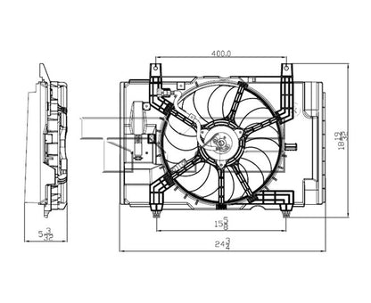 TYC Dual Radiator and Condenser Fan Assembly