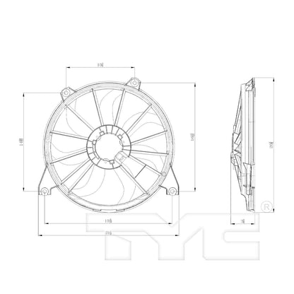 TYC Dual Radiator and Condenser Fan Assembly 622520