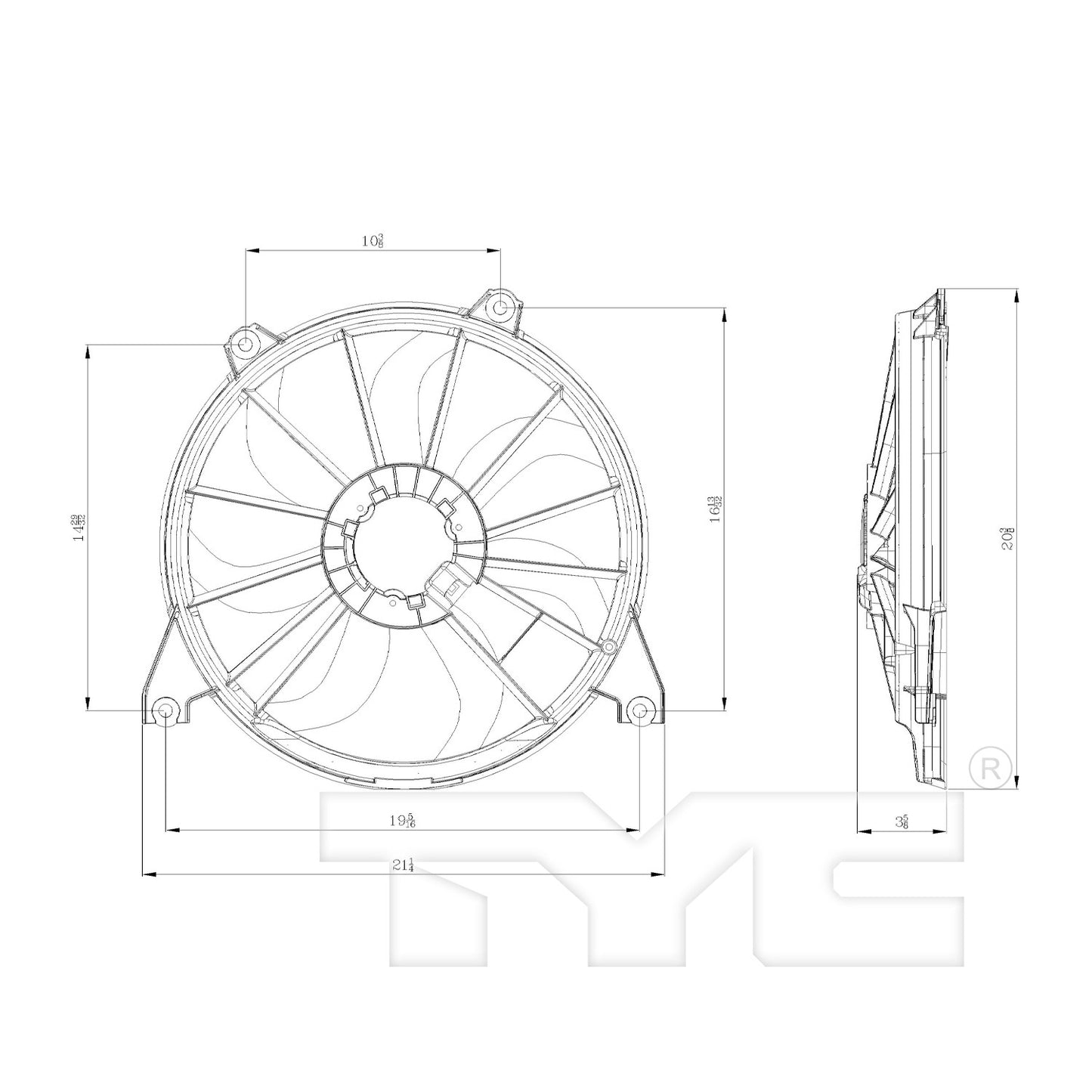 TYC Dual Radiator and Condenser Fan Assembly 622520