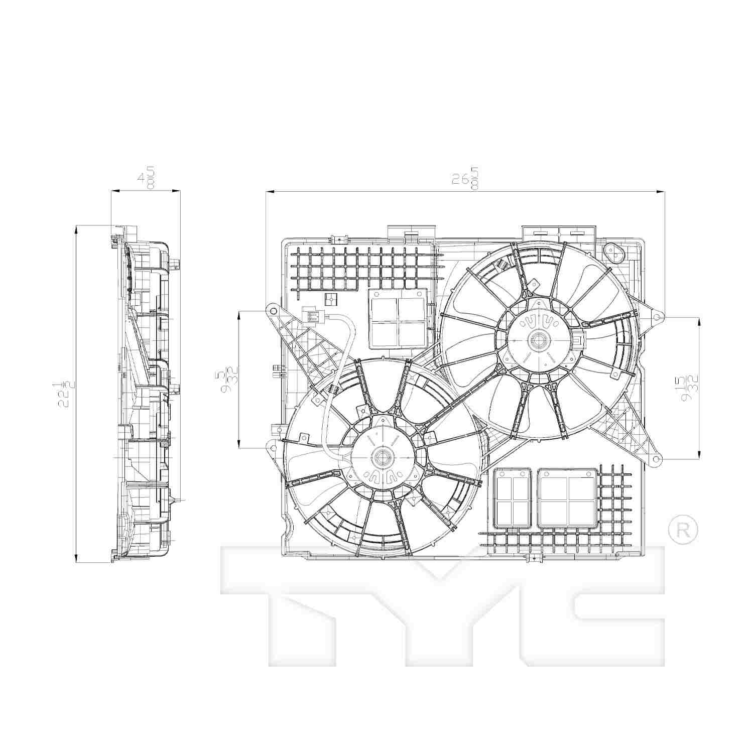 TYC Dual Radiator and Condenser Fan Assembly 622530