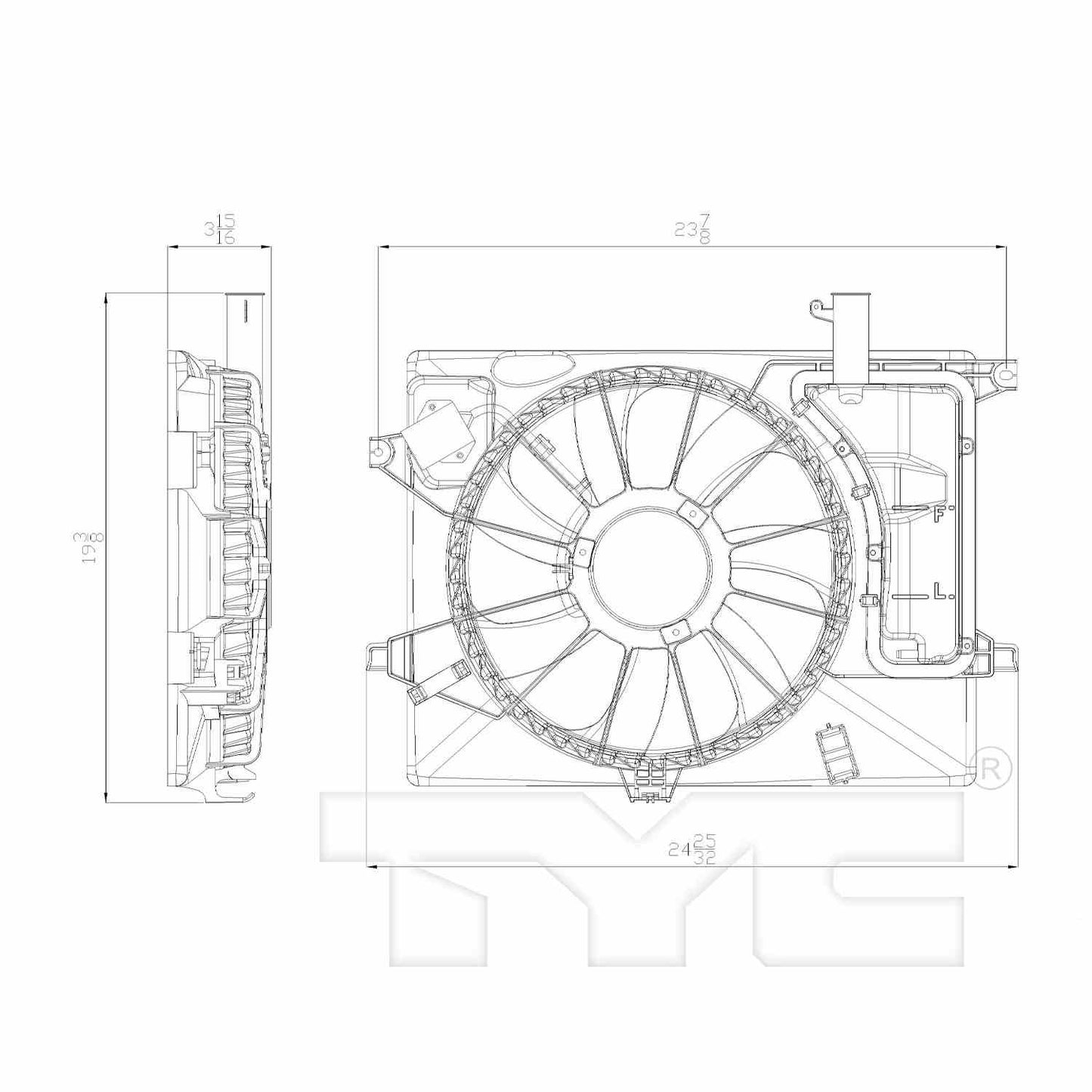 TYC Dual Radiator and Condenser Fan Assembly 622580
