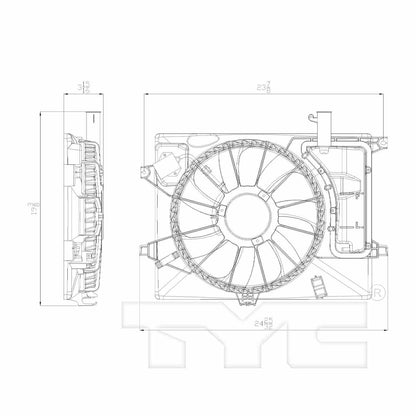 TYC Dual Radiator and Condenser Fan Assembly 622580
