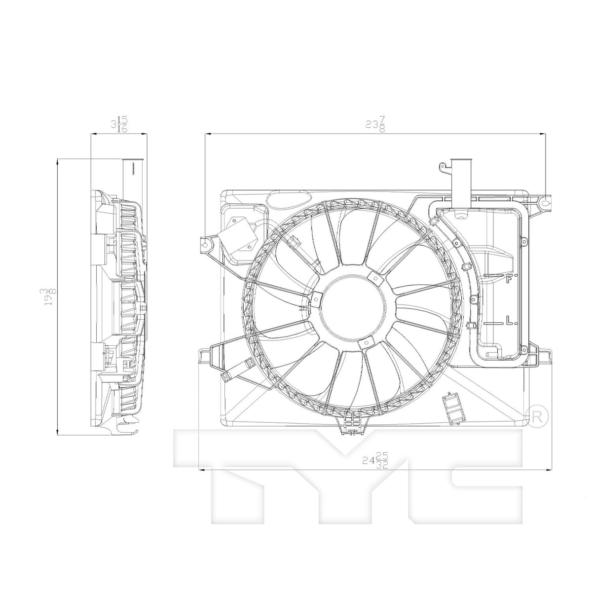 TYC Dual Radiator and Condenser Fan Assembly 622580