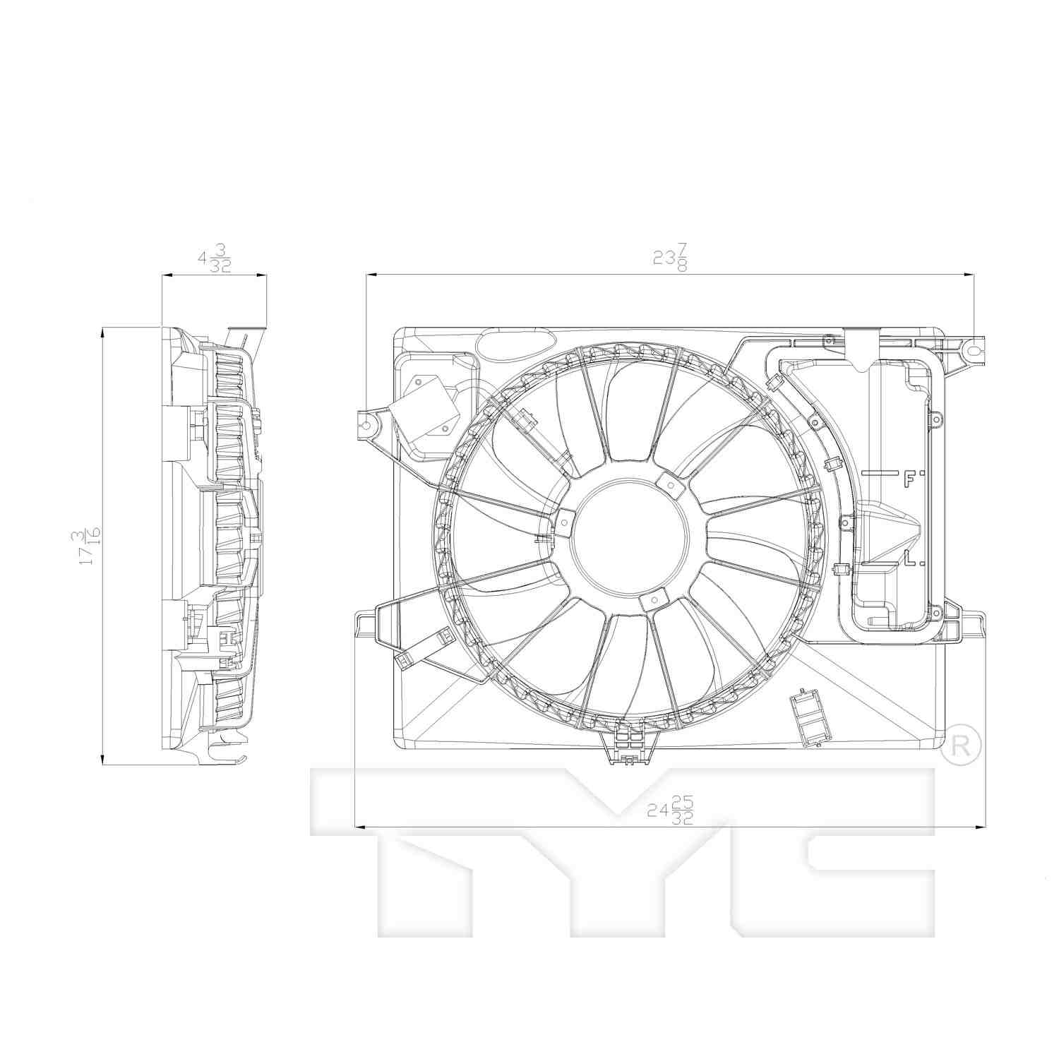 TYC Dual Radiator and Condenser Fan Assembly 622600