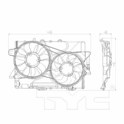 TYC Dual Radiator and Condenser Fan Assembly 622610