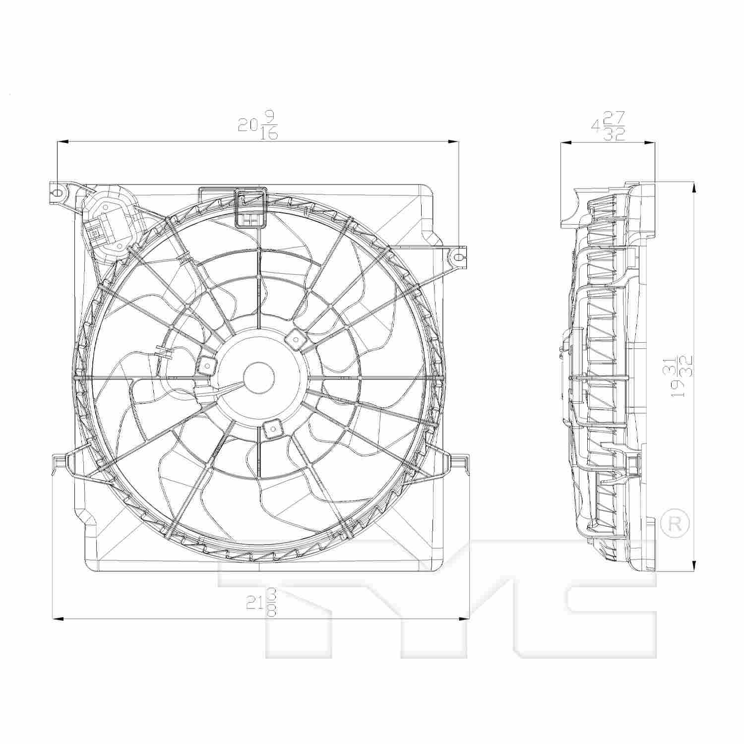 TYC Dual Radiator and Condenser Fan Assembly 622620