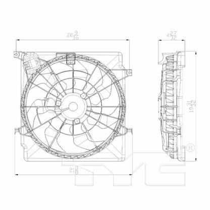 TYC Dual Radiator and Condenser Fan Assembly 622620