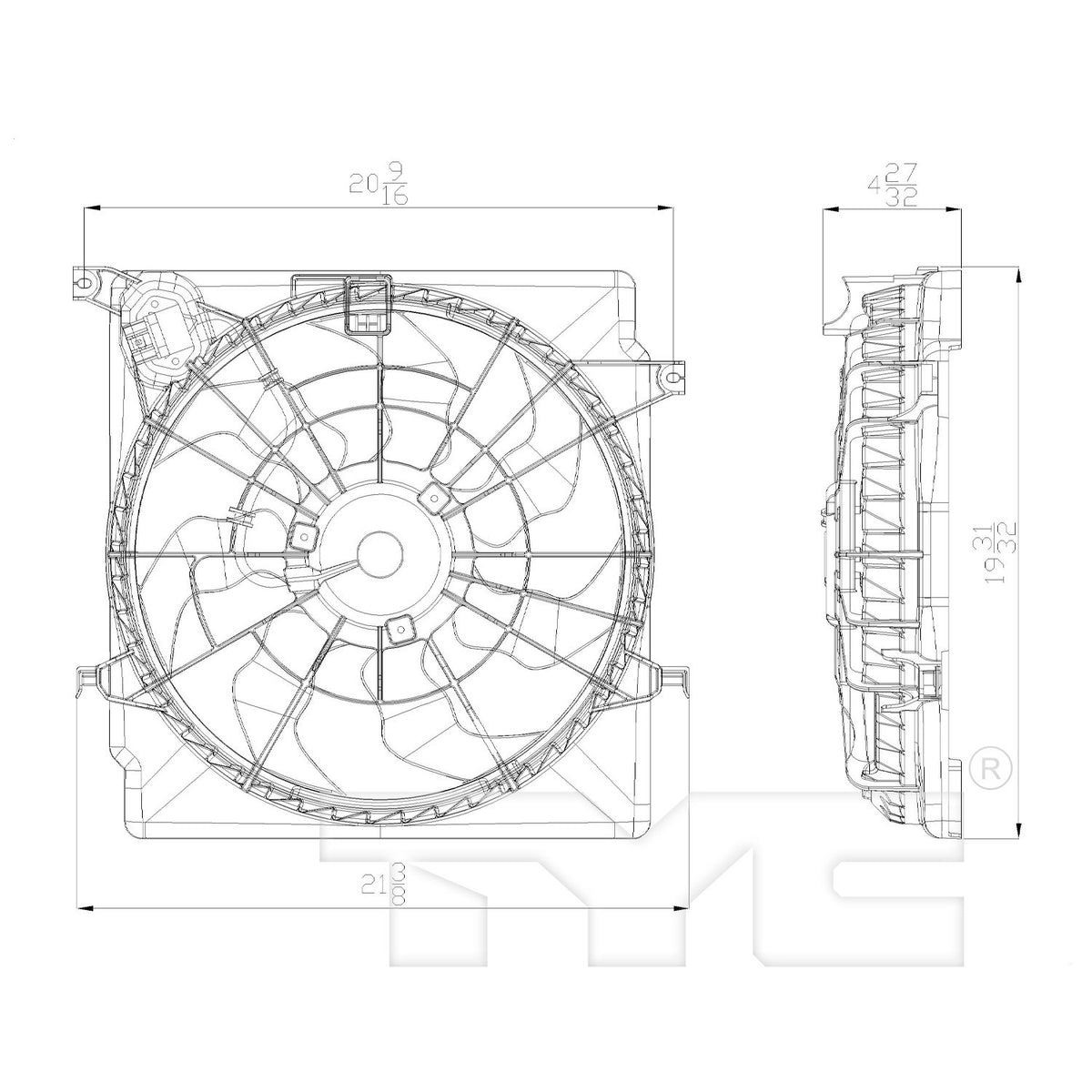 TYC Dual Radiator and Condenser Fan Assembly 622620