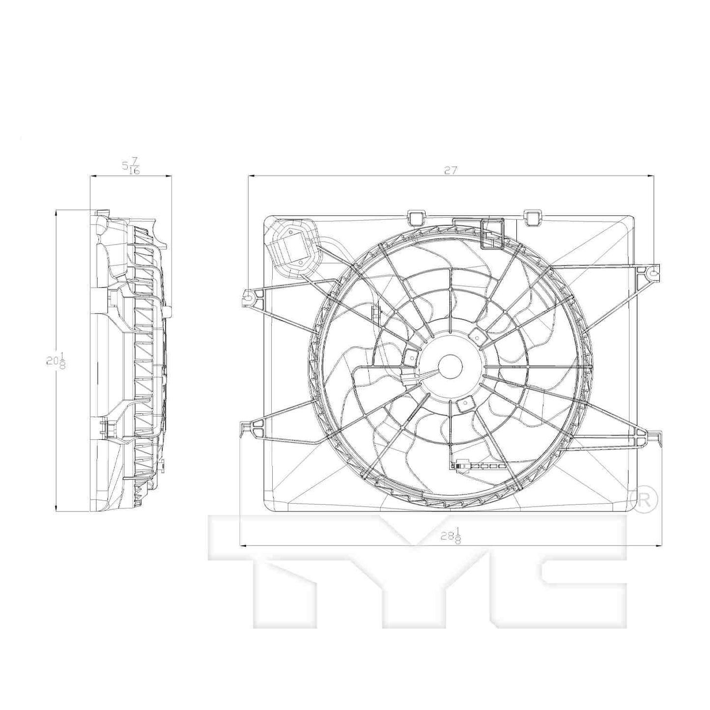 TYC Dual Radiator and Condenser Fan Assembly 622630