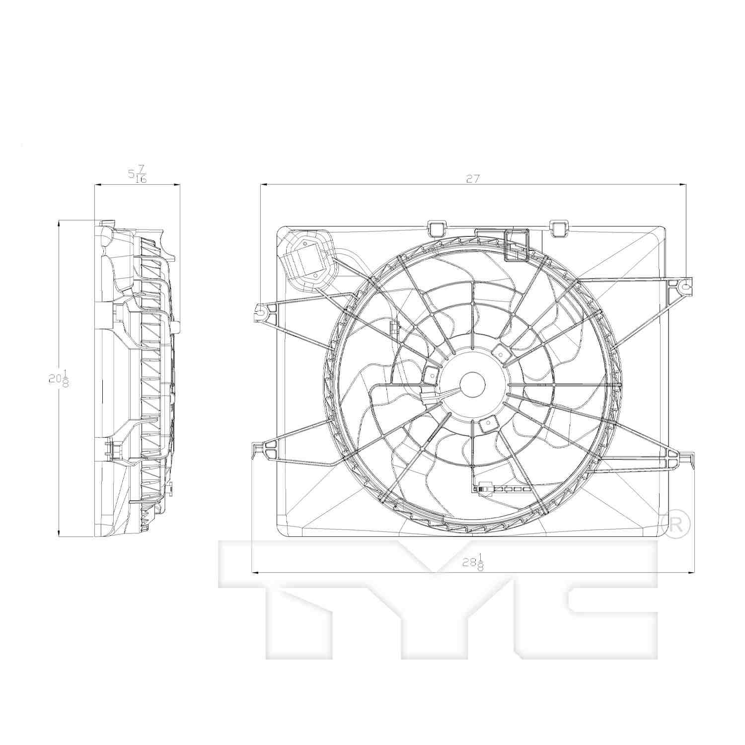 TYC Dual Radiator and Condenser Fan Assembly 622630