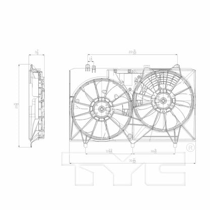 TYC Dual Radiator and Condenser Fan Assembly 622670