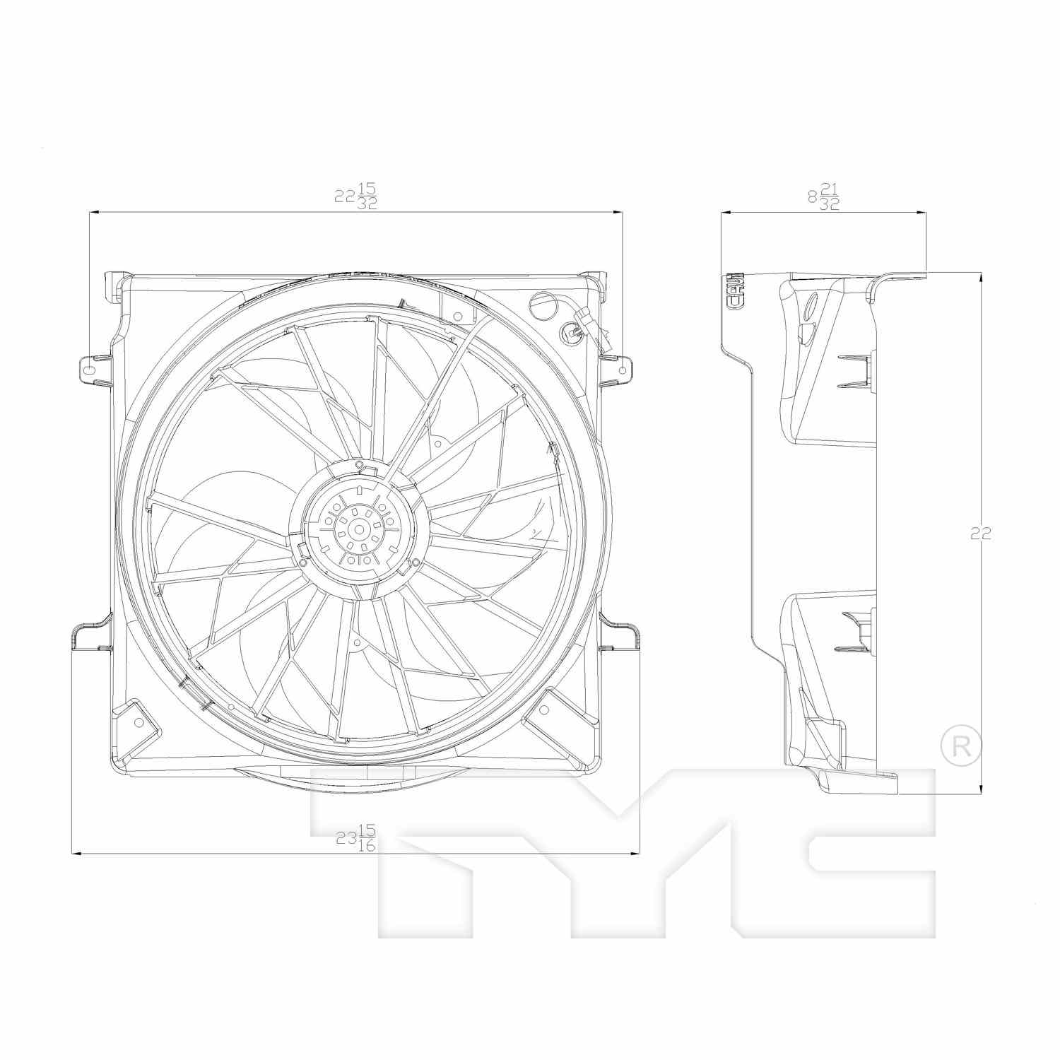 TYC Dual Radiator and Condenser Fan Assembly 622690