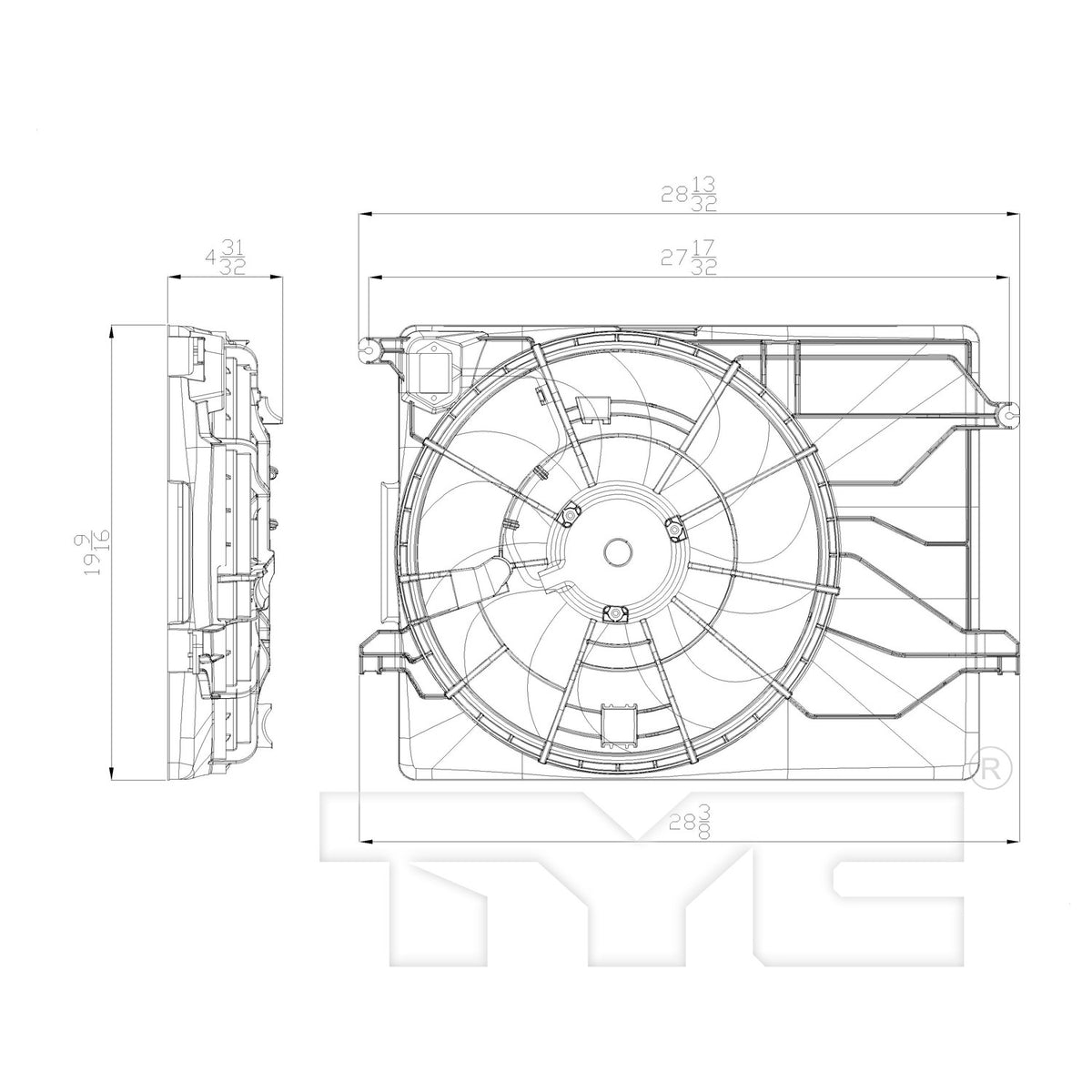 TYC Dual Radiator and Condenser Fan Assembly 622700