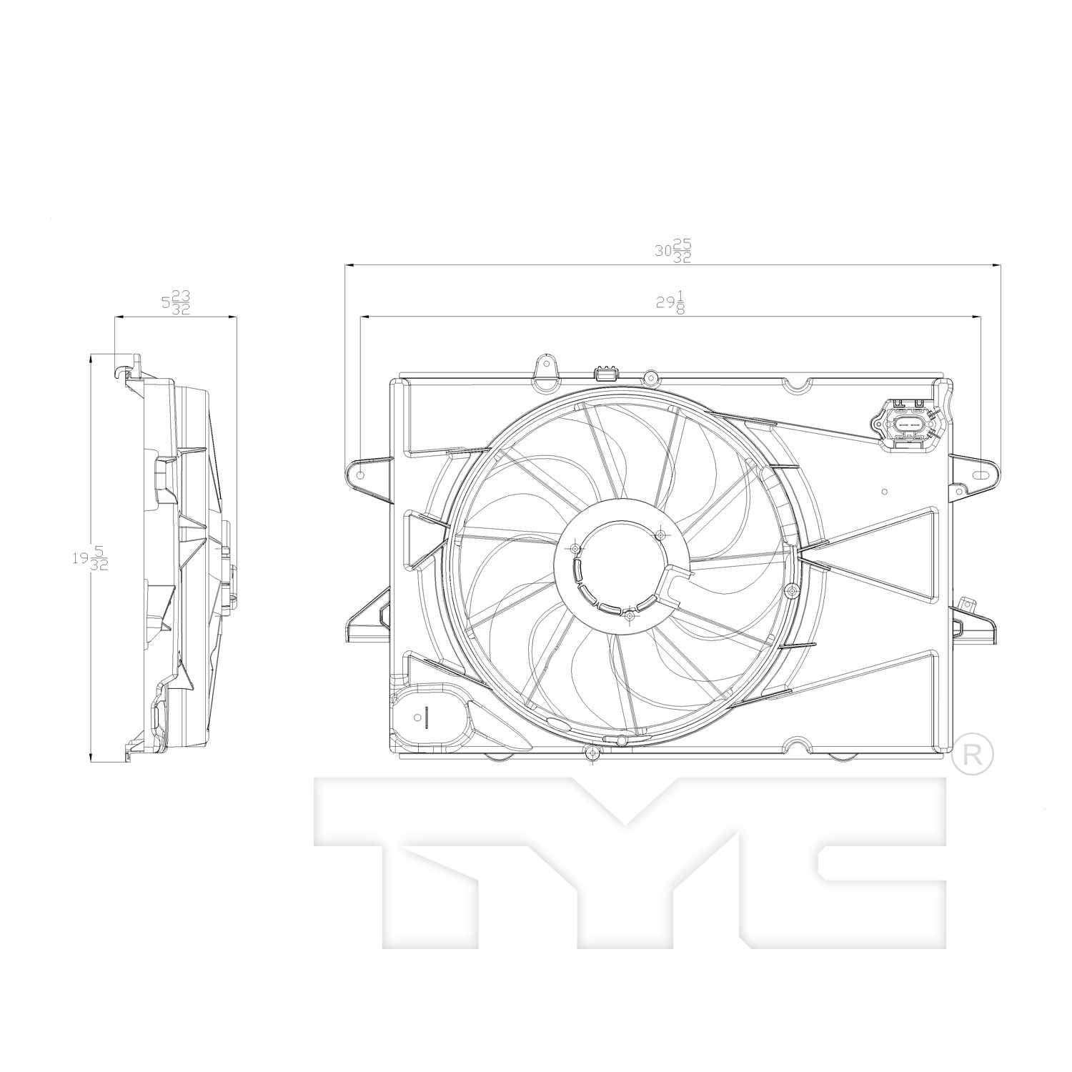 TYC Dual Radiator and Condenser Fan Assembly 622720