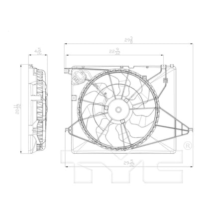 TYC Dual Radiator and Condenser Fan Assembly 622730