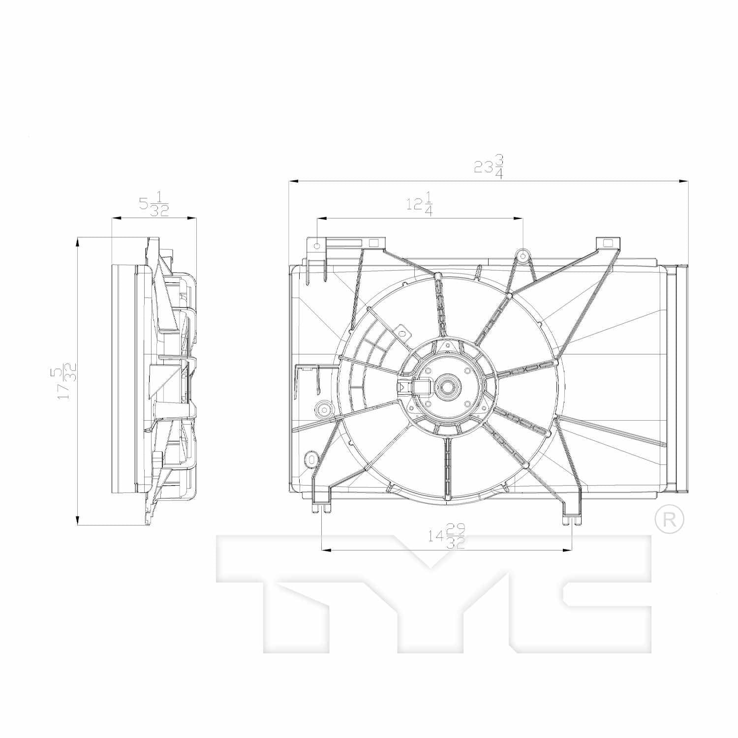 TYC Dual Radiator and Condenser Fan Assembly 622740