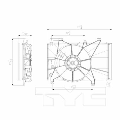 TYC Dual Radiator and Condenser Fan Assembly 622740