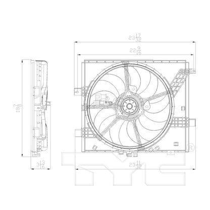 TYC Dual Radiator and Condenser Fan Assembly