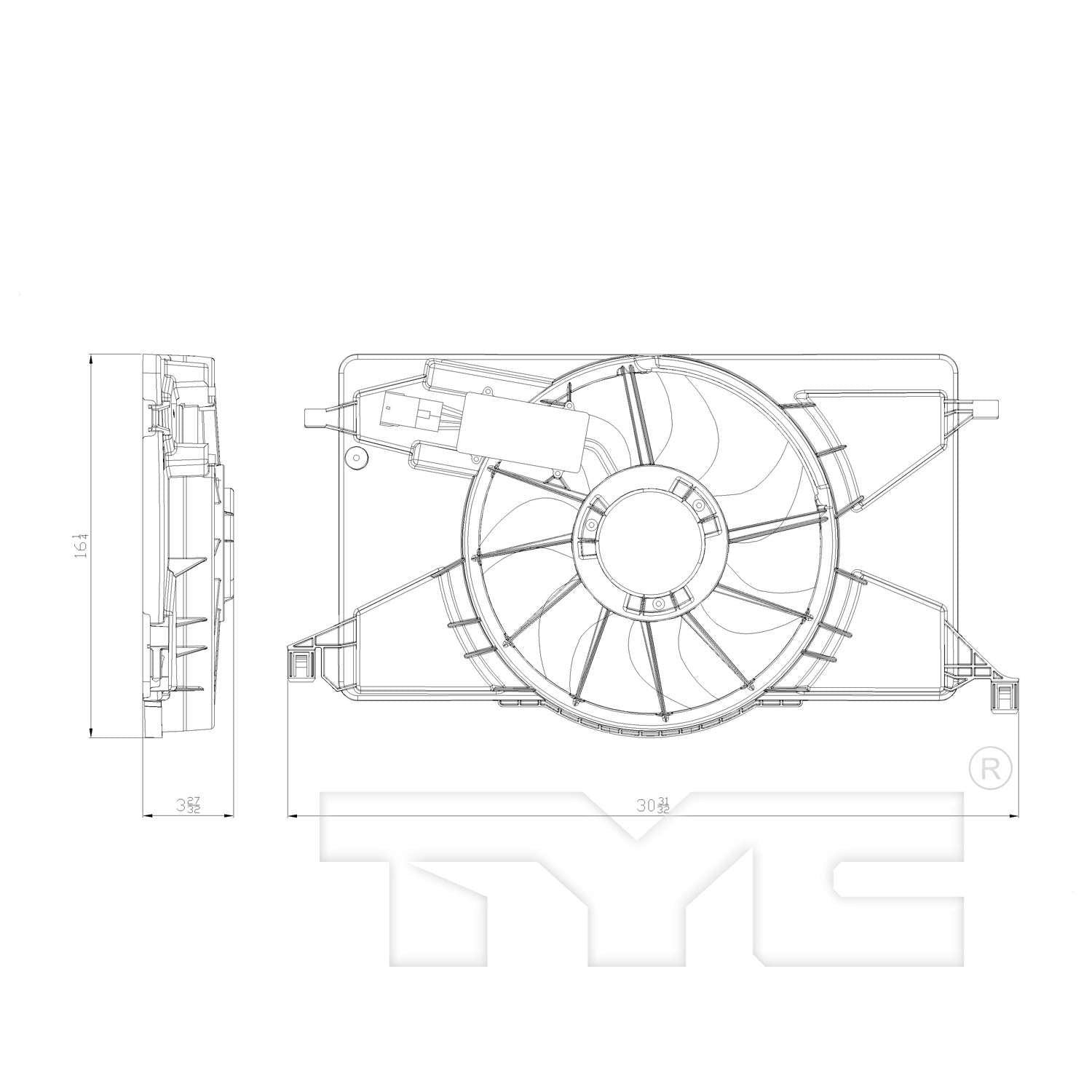 TYC Dual Radiator and Condenser Fan Assembly 622800