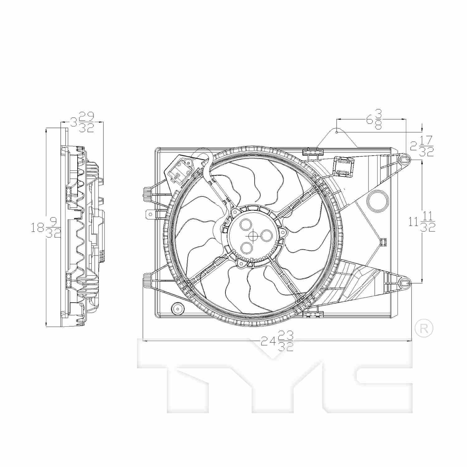 TYC Dual Radiator and Condenser Fan Assembly 622840
