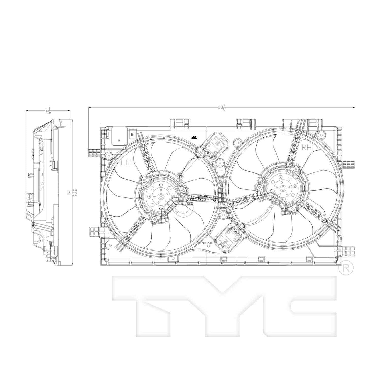 TYC Dual Radiator and Condenser Fan Assembly 622860
