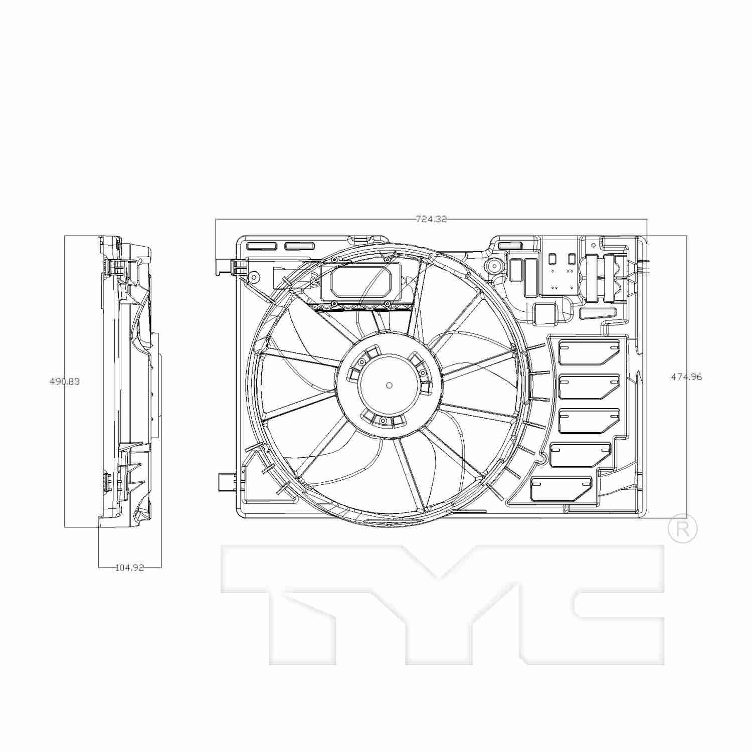TYC Dual Radiator and Condenser Fan Assembly 622870