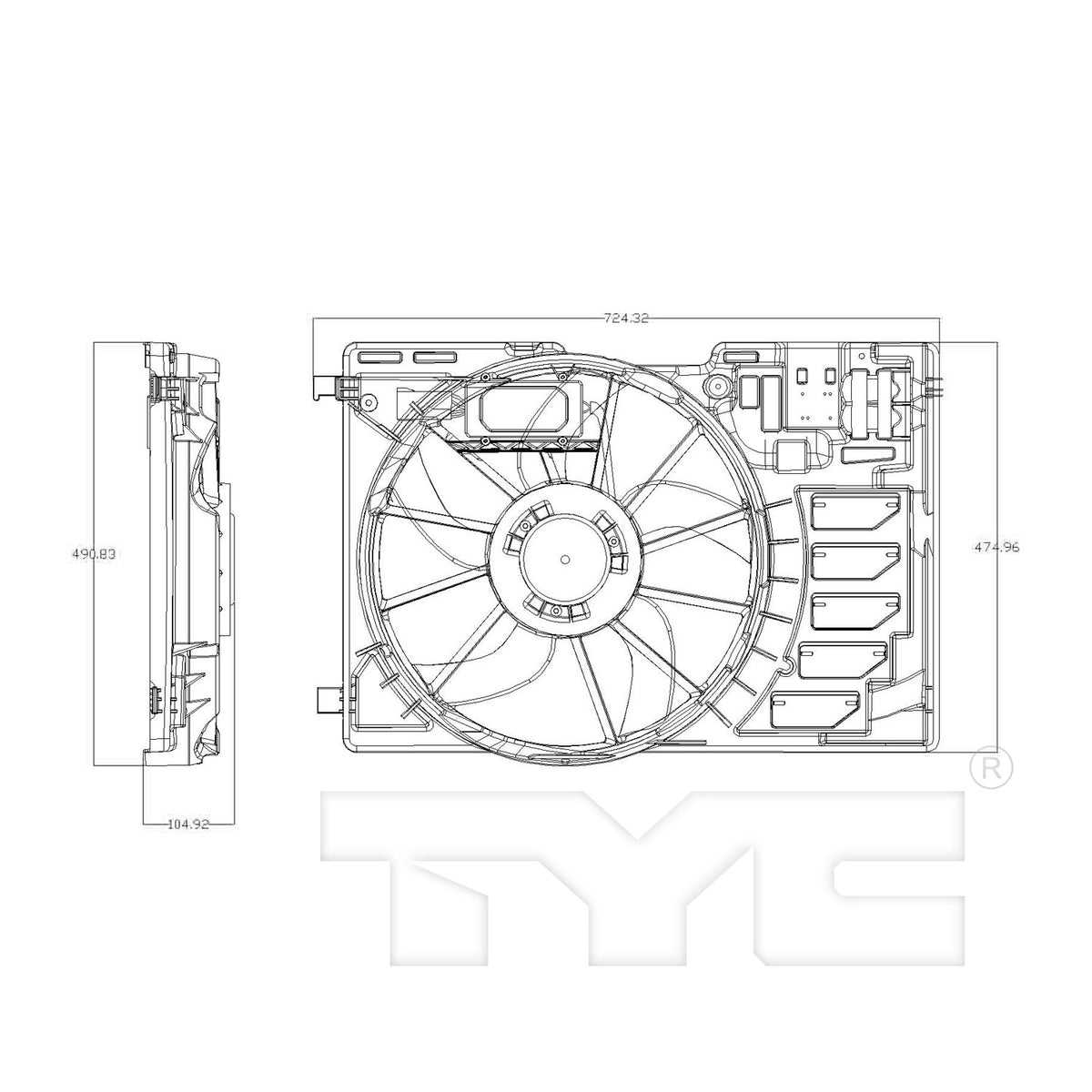 TYC Dual Radiator and Condenser Fan Assembly 622870