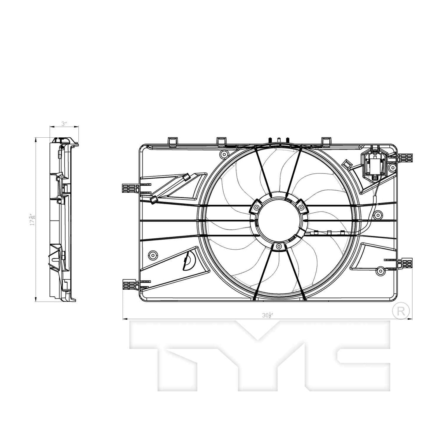 TYC Dual Radiator and Condenser Fan Assembly 622890